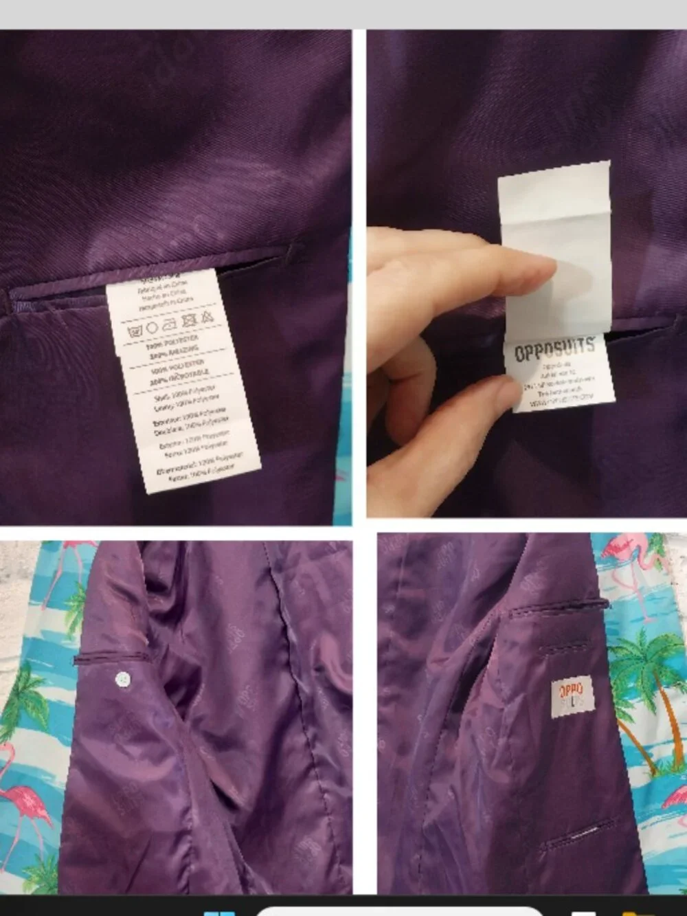 OppoSuits Mens 38 Jacket Pants Suit Tropical Flamingo Beach Party Blue Pink NEW.